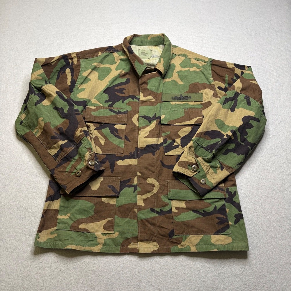 Golden Mfg Military Coat Mens Large Short Green Woodland Camo BDU Ripstop Jacket